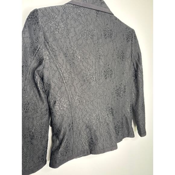 Vintage Diane von Furstenberg DVF Black Lace Blazer formal crystal button Size 0 - Picture 15 of 16